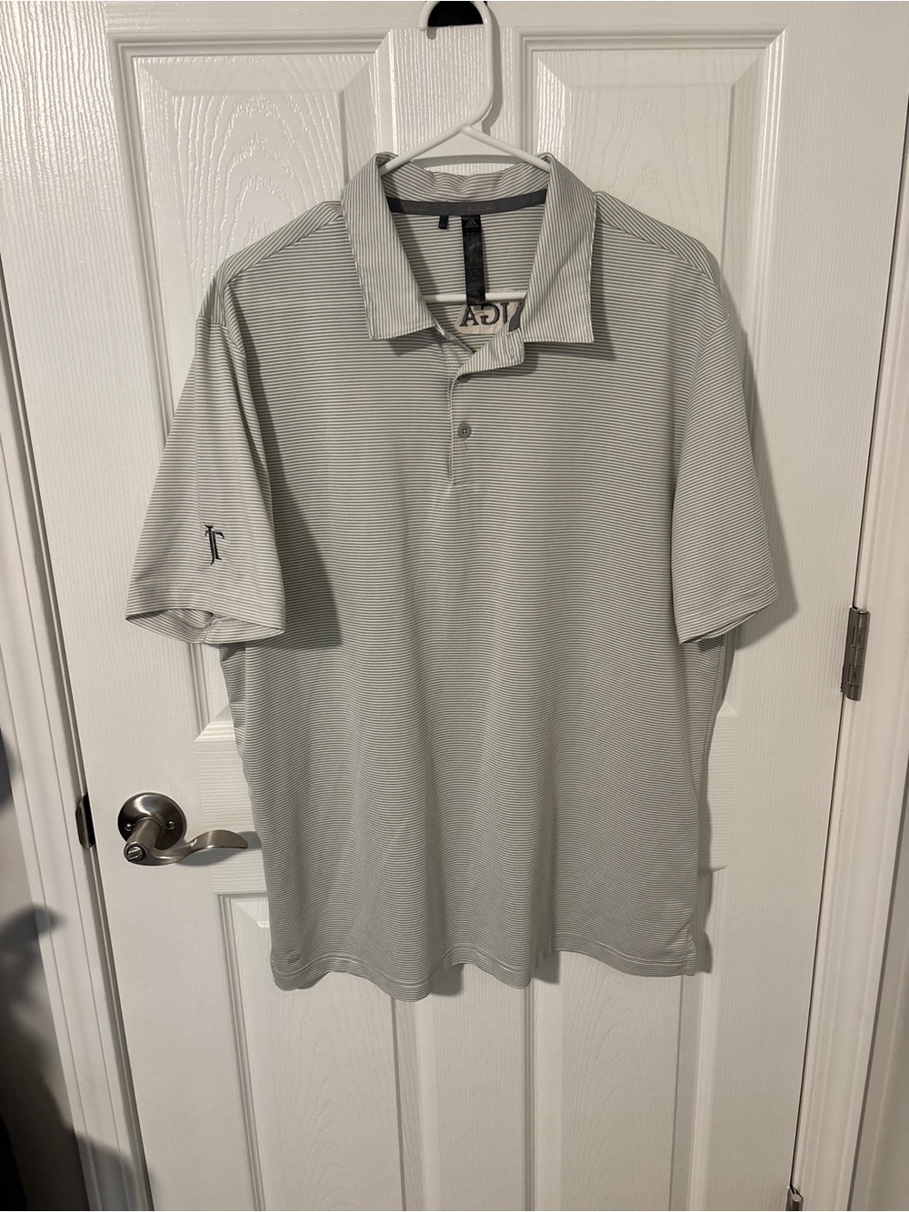 Justin Thomas AJGA adidas Men's Light Gray Striped Performance Polo
